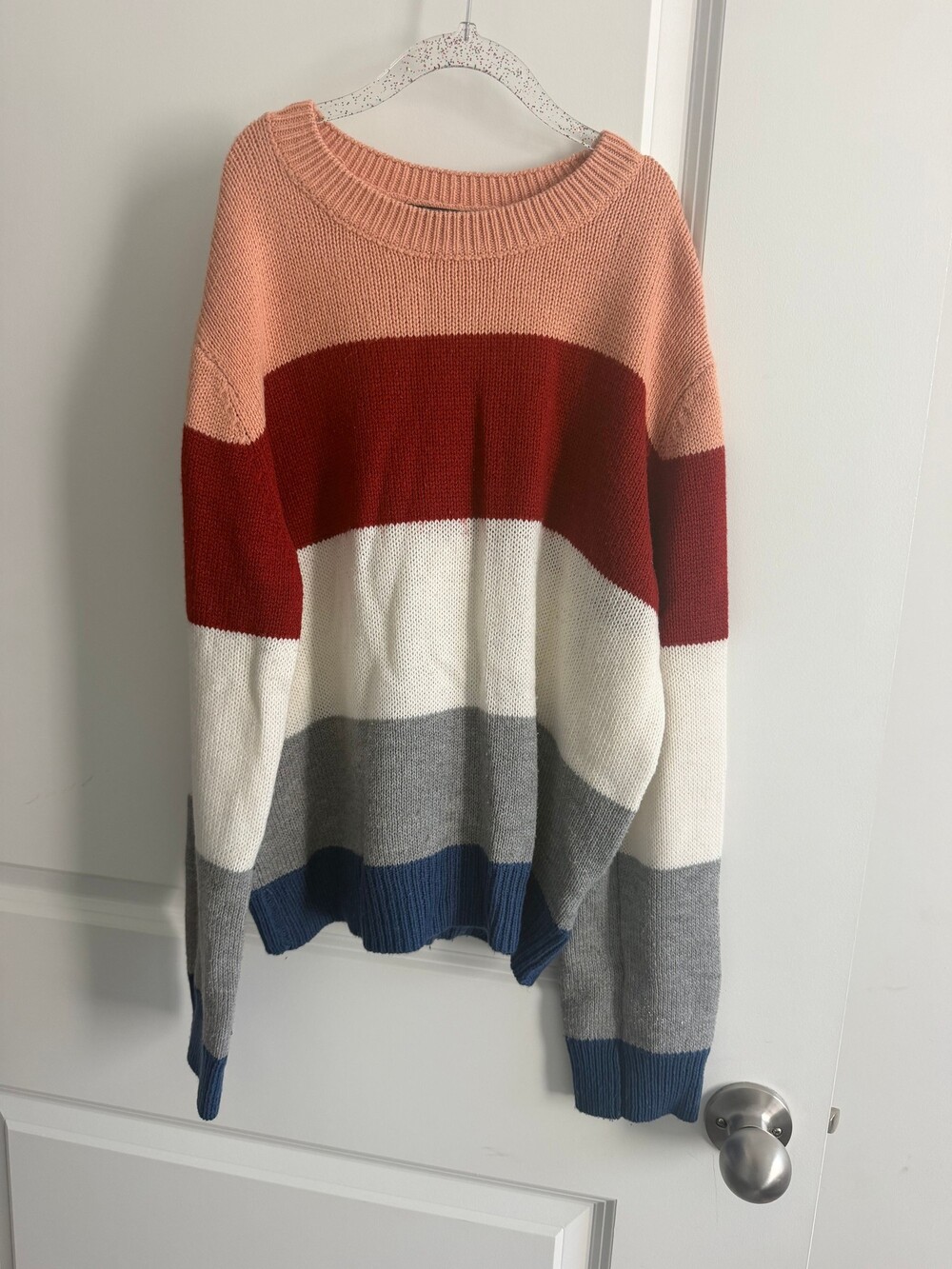 Color Block Sweater Crew Neck Long Sleeve Knit Multicolor